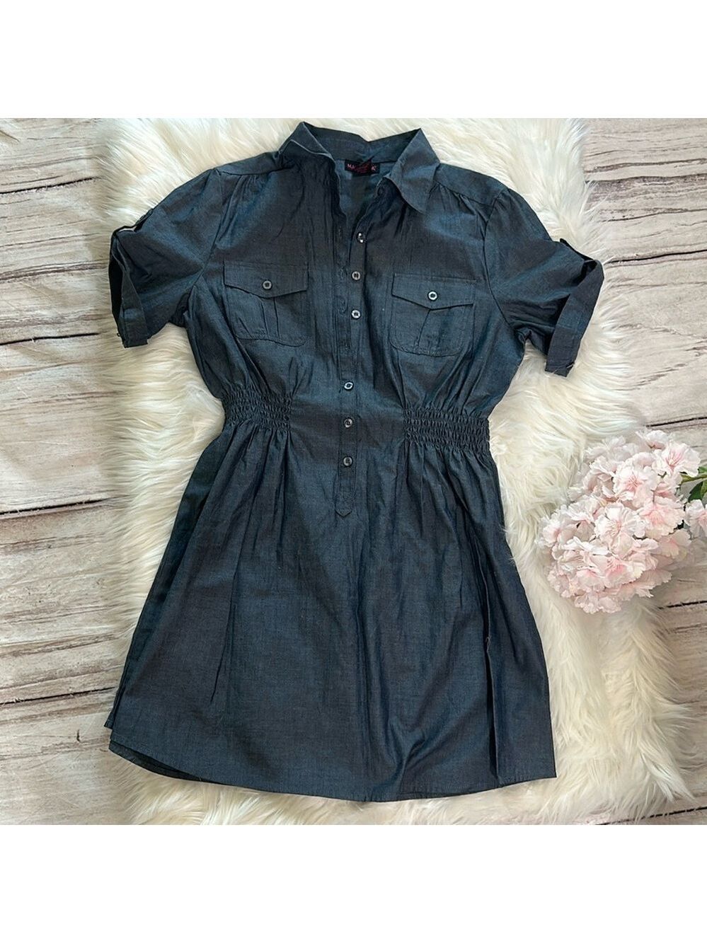 Womens Light Cotton Demin Look Top Size Large